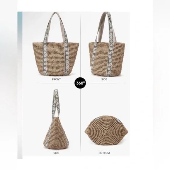 Kiss Sea Tote Straw Beach Bag - Picture 4 of 10